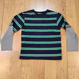 365 Kids Garanimals Boy's Size 8 Blue/Green Stripe Long Sleeve Tee Shirt